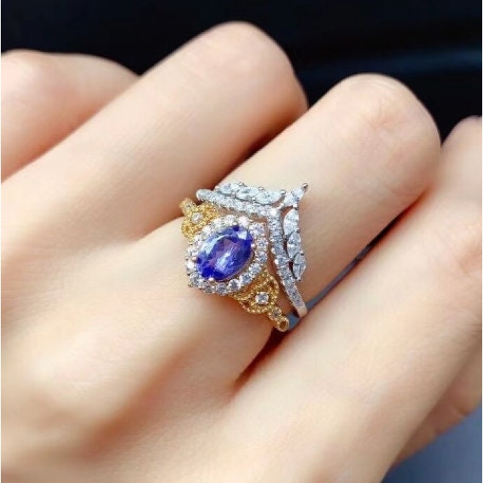 Natural Tanzanite Ring, 925 Sterling Sliver Engagement Ring, Tanzanite Ring, Wedding Ring, luxury Ring, soliture Ring, Oval cut Ring | Save 33% - Rajasthan Living 6