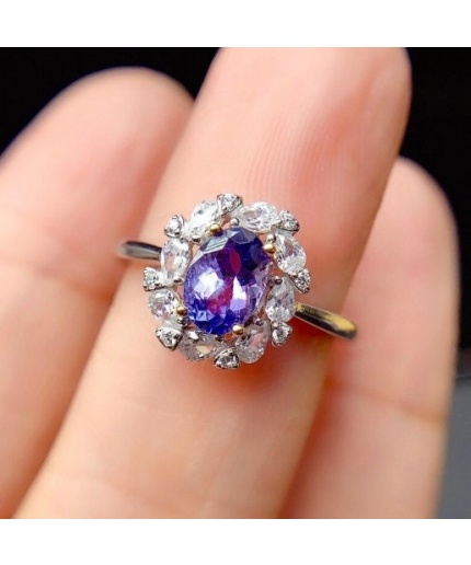 Natural Tanzanite Ring, 925 Sterling Sliver Engagement Ring, Tanzanite Ring, Wedding Ring, luxury Ring, soliture Ring, Oval cut Ring | Save 33% - Rajasthan Living