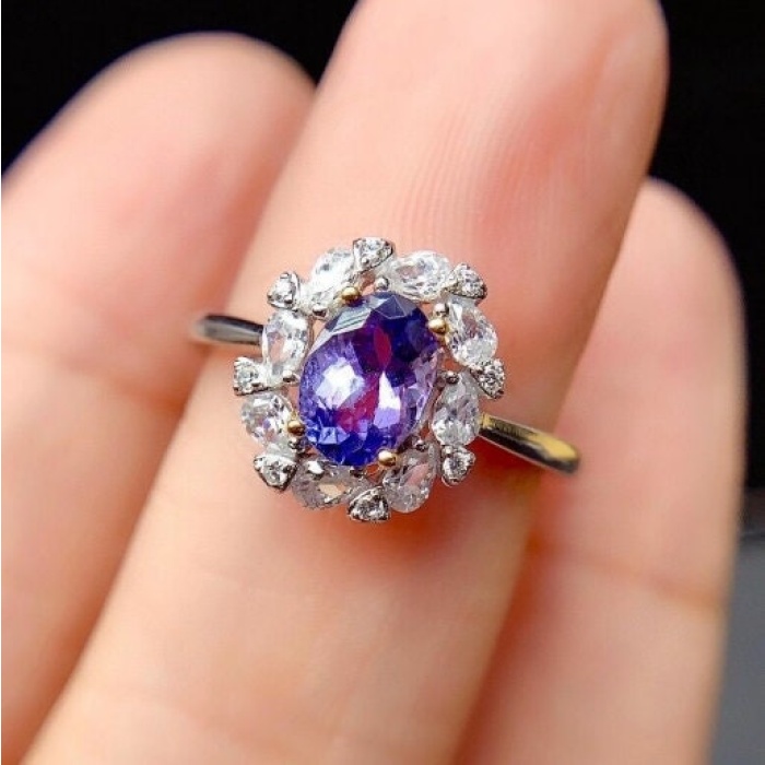 Natural Tanzanite Ring, 925 Sterling Sliver Engagement Ring, Tanzanite Ring, Wedding Ring, luxury Ring, soliture Ring, Oval cut Ring | Save 33% - Rajasthan Living 5