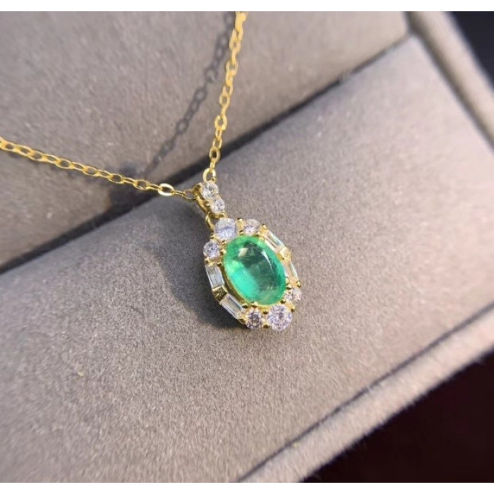 Natural Emerald Pendant, Engagement Pendant, Emerald Silver Pendent, Woman Pendant, Pendant Necklace, Luxury Pendent, Oval Cut Stone Pendent | Save 33% - Rajasthan Living 6