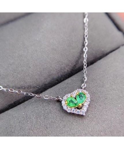 Natural Emerald Pendant, Engagement Pendant, Emerald Silver Pendent, Woman Pendant, Pendant Necklace, Luxury Pendent, Pear Cut Stone Pendent | Save 33% - Rajasthan Living 3