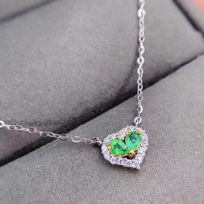 Natural Emerald Pendant, Engagement Pendant, Emerald Silver Pendent, Woman Pendant, Pendant Necklace, Luxury Pendent, Pear Cut Stone Pendent | Save 33% - Rajasthan Living 6