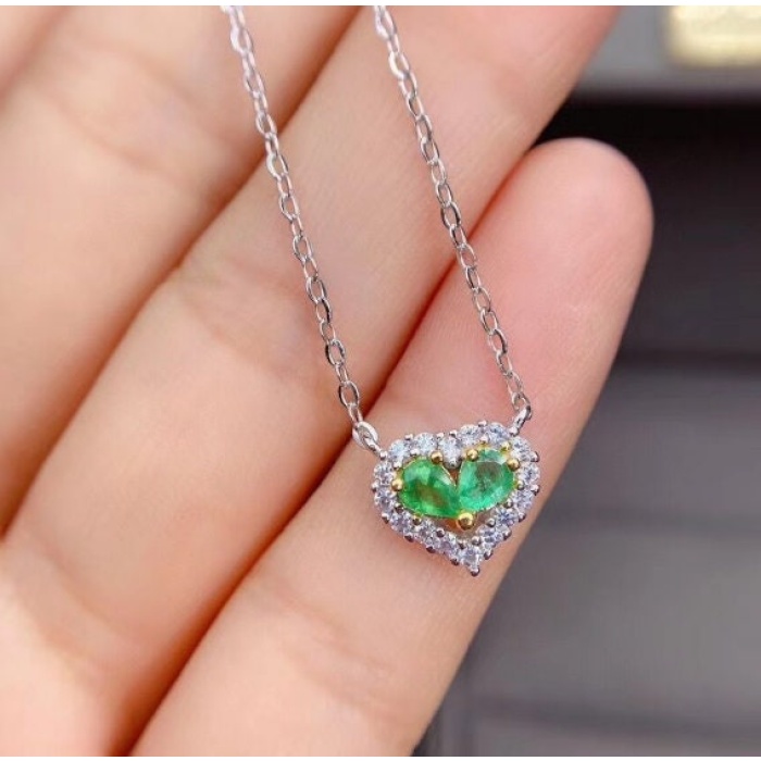 Natural Emerald Pendant, Engagement Pendant, Emerald Silver Pendent, Woman Pendant, Pendant Necklace, Luxury Pendent, Pear Cut Stone Pendent | Save 33% - Rajasthan Living 5