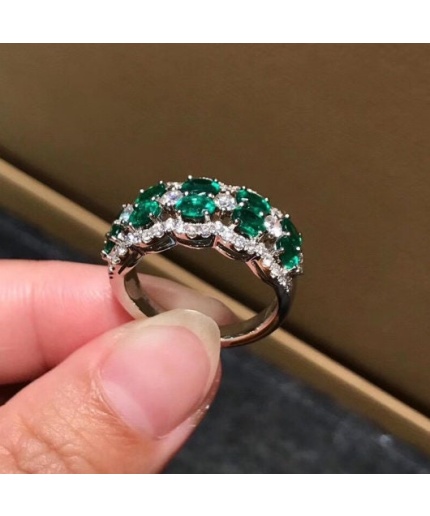 Natural Emerald & Cubic Zirconia Woman Ring, 925 Steeling Silver, Emerald Ring, Statement Ring, Engagement and Wedding Ring | Save 33% - Rajasthan Living 3