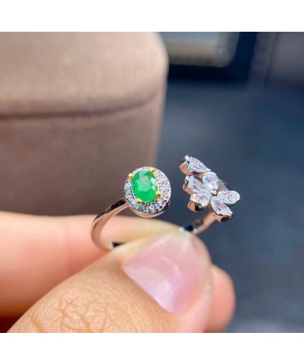 Natural Emerald & Cubic Zirconia Woman Ring, 925 Steeling Silver, Emerald Ring, Statement Ring, Engagement and Wedding Ring | Save 33% - Rajasthan Living 3