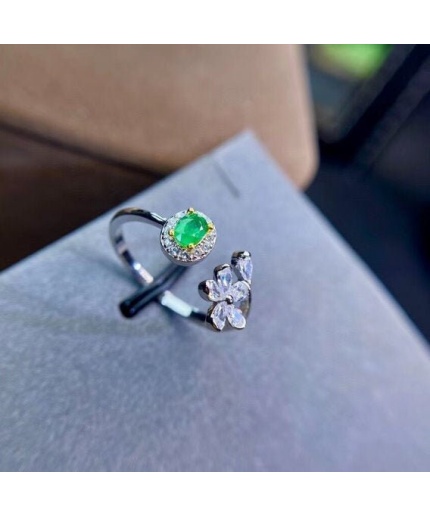 Natural Emerald & Cubic Zirconia Woman Ring, 925 Steeling Silver, Emerald Ring, Statement Ring, Engagement and Wedding Ring | Save 33% - Rajasthan Living