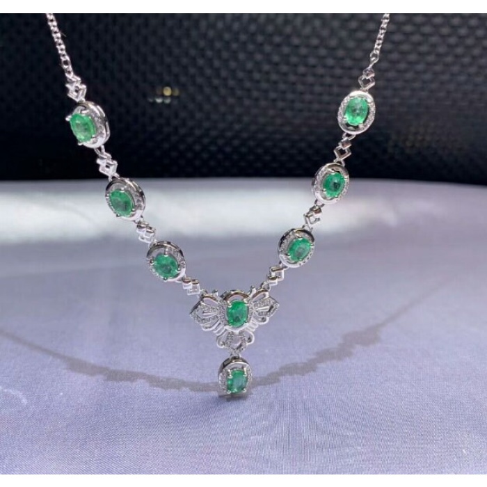 Natural Emerald Pendant, Engagement Pendent, Emerald Silver Pendent, Woman Pendant, Pendant Necklace, Luxury Pendant Oval Cut Stone Pendent | Save 33% - Rajasthan Living 8