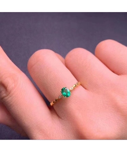 Natural Emerald & Cubic Zirconia Woman Ring, 925 Steeling Silver, Emerald Ring, Statement Ring, Engagement and Wedding Ring | Save 33% - Rajasthan Living 3