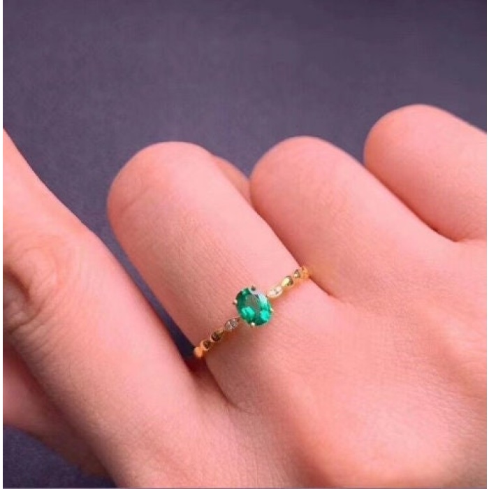 Natural Emerald & Cubic Zirconia Woman Ring, 925 Steeling Silver, Emerald Ring, Statement Ring, Engagement and Wedding Ring | Save 33% - Rajasthan Living 6