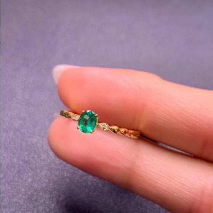 Natural Emerald & Cubic Zirconia Woman Ring, 925 Steeling Silver, Emerald Ring, Statement Ring, Engagement and Wedding Ring | Save 33% - Rajasthan Living 7