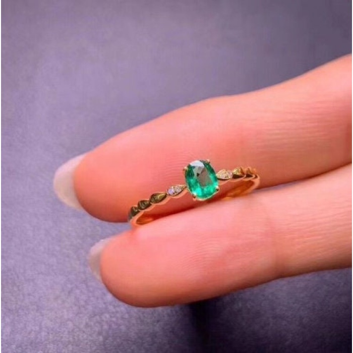 Natural Emerald & Cubic Zirconia Woman Ring, 925 Steeling Silver, Emerald Ring, Statement Ring, Engagement and Wedding Ring | Save 33% - Rajasthan Living 5