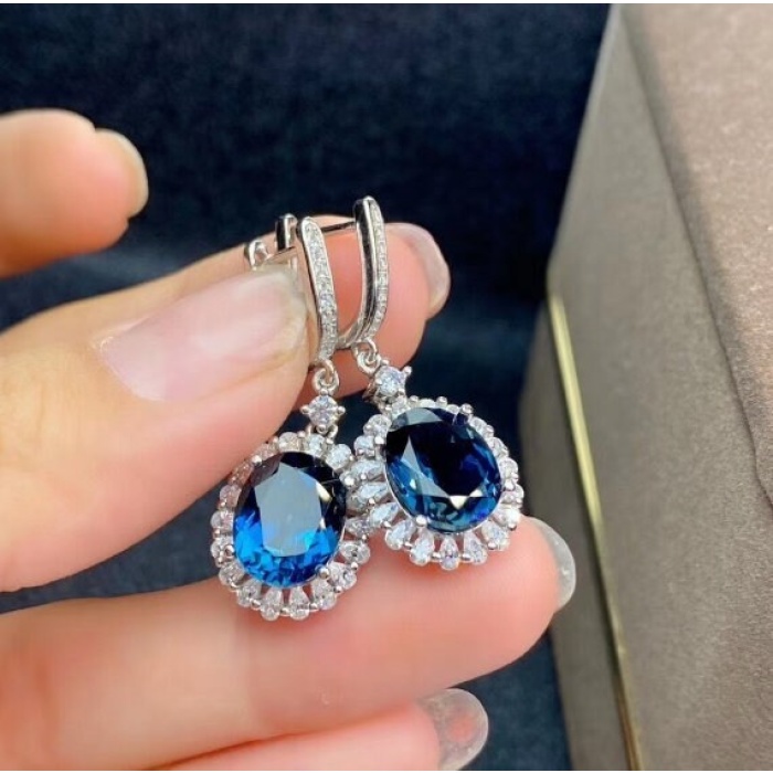 Natural Blue Topaz Jewelry Set, Engagement Ring, Blue Topaz Jewelry Set, Woman Pendant, Topaz Necklace, Luxury Pendant, Oval Cut Stone | Save 33% - Rajasthan Living 7