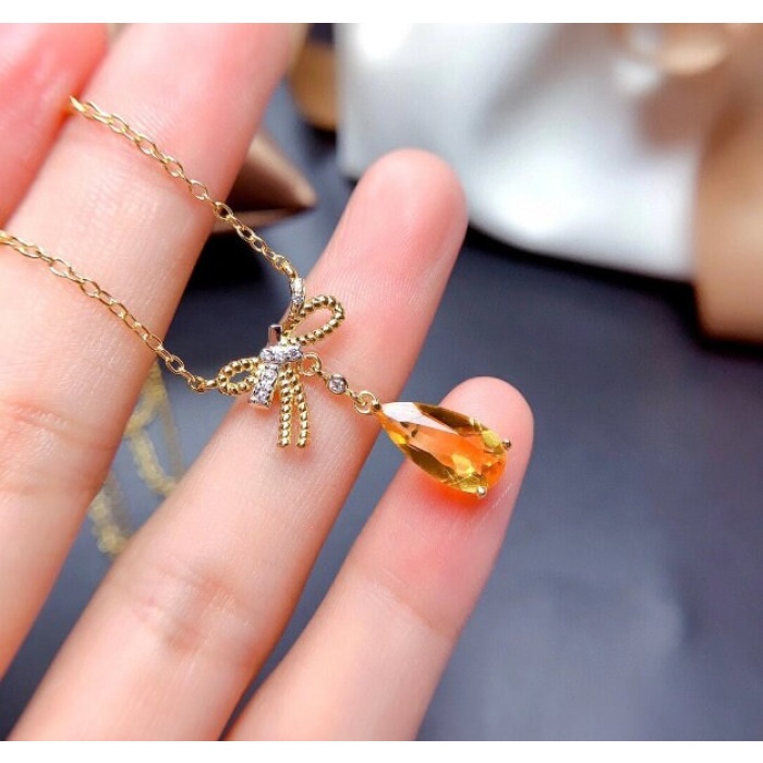 Natural Citrine Pendant, Engagement Pendent, Citrine Pendent, Woman Pendant, Pendant Necklace, Luxury Pendant, Pear Stone Pendant | Save 33% - Rajasthan Living 7