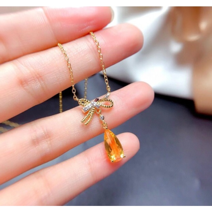 Natural Citrine Pendant, Engagement Pendent, Citrine Pendent, Woman Pendant, Pendant Necklace, Luxury Pendant, Pear Stone Pendant | Save 33% - Rajasthan Living 9