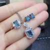 Natural Blue Topaz Jewelry Set, Engagement Ring, Blue Topaz Jewellery Set, Woman Pendant, Topaz Necklace, Luxury Pendant, Emerald Cut Stone | Save 33% - Rajasthan Living 14