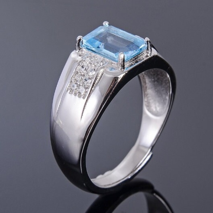 Natural Blue Topaz Ring, 925 Sterling Silver, Topaz Engagement Ring, Topaz Ring Wedding Ring, Topaz Luxury Ring, Ring/Band, Emerald Cut Ring | Save 33% - Rajasthan Living 8