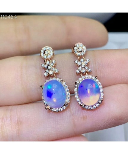 Natural Opal Drop Earrings, 925 Sterling Silver, Opal Drop Earrings, Earrings, Opal Earrings, Luxury Earrings, Oval Stone Earrings | Save 33% - Rajasthan Living