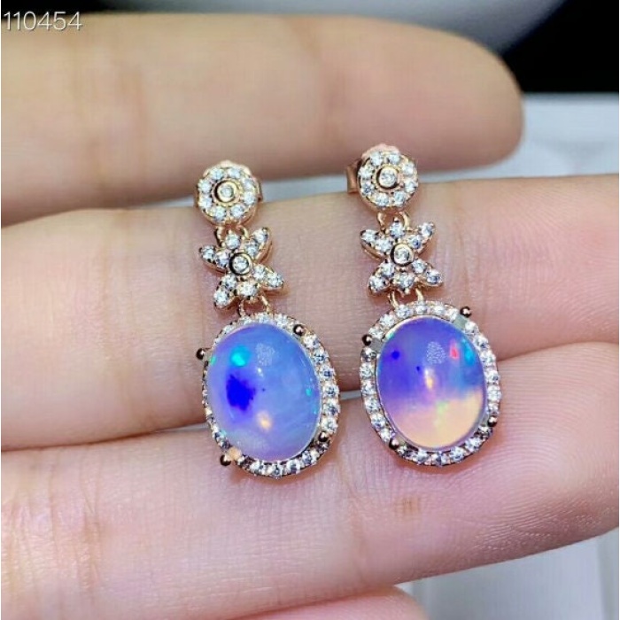 Natural Opal Drop Earrings, 925 Sterling Silver, Opal Drop Earrings, Earrings, Opal Earrings, Luxury Earrings, Oval Stone Earrings | Save 33% - Rajasthan Living 5