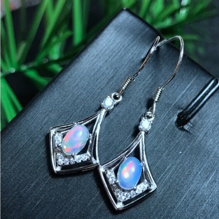 Natural Opal Drop Earrings, 925 Sterling Silver, Opal Drop Earrings, Earrings, Opal Earrings, Luxury Earrings, Oval Stone Earrings | Save 33% - Rajasthan Living 8