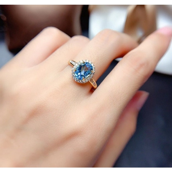 Natural Blue Topaz Ring, 925 Sterling Silver, Topaz Engagement Ring, Topaz Ring, Wedding Ring, Topaz Luxury Ring, Ring/Band, Oval Cut Ring | Save 33% - Rajasthan Living 5