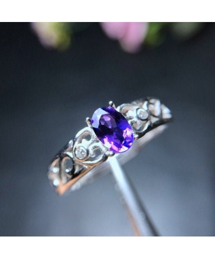 Natural Amethyst Ring, 925 Sterling Silver, Amethyst Engagement Ring, Amethyst Ring, Wedding Ring, Luxury Ring, Ring/Band, Oval Cut Ring | Save 33% - Rajasthan Living 3