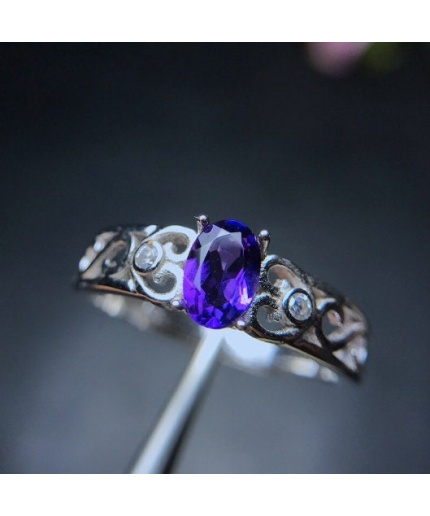 Natural Amethyst Ring, 925 Sterling Silver, Amethyst Engagement Ring, Amethyst Ring, Wedding Ring, Luxury Ring, Ring/Band, Oval Cut Ring | Save 33% - Rajasthan Living