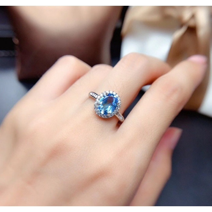 Natural Blue Topaz Ring, 925 Sterling Silver, Topaz Engagement Ring, Topaz Ring, Wedding Ring, Topaz Luxury Ring, Ring/Band, Oval Cut Ring | Save 33% - Rajasthan Living 7