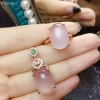 Natural Rose Quartz Jewelry Set, Engagement Ring, Rose Quartz Silver Pendent, Woman Pendant, Pendant Necklace, Luxury Ring, Oval Cabochon | Save 33% - Rajasthan Living 12