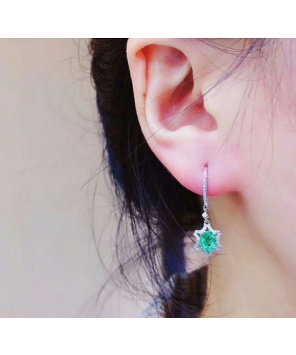 Natural Emerald Drop Earrings, 925 Sterling Silver, Emerald Drop Earrings, Emerald Silver Earrings, Luxury Earrings, Oval Cut Stone Earrings | Save 33% - Rajasthan Living 3