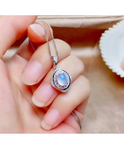 Natural Moonstone Jewelry Set, Engagement Ring, Moonstone Silver Pendent, Woman Pendant, Pendant Necklace, Luxury Ring, Oval Stone Earrings | Save 33% - Rajasthan Living 3