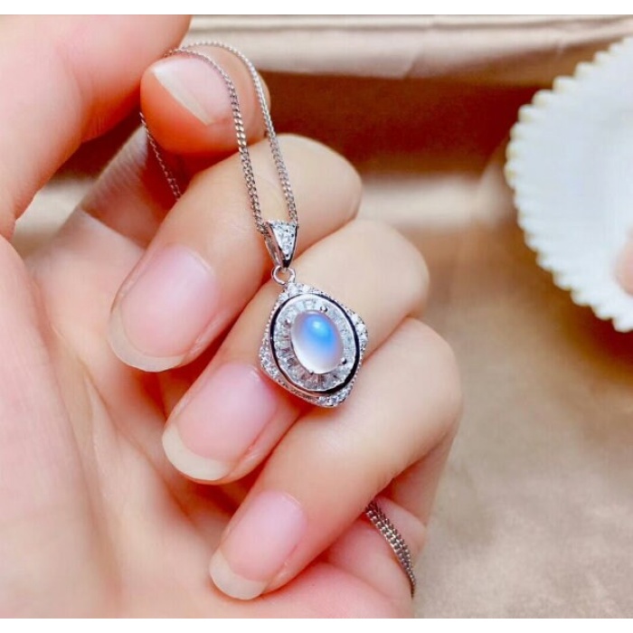 Natural Moonstone Jewelry Set, Engagement Ring, Moonstone Silver Pendent, Woman Pendant, Pendant Necklace, Luxury Ring, Oval Stone Earrings | Save 33% - Rajasthan Living 6