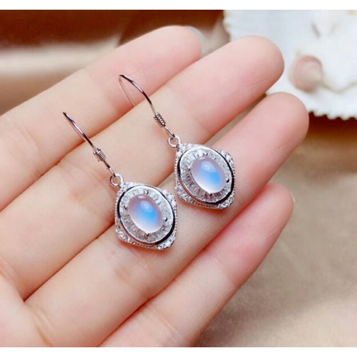 Natural Moonstone Jewelry Set, Engagement Ring, Moonstone Silver Pendent, Woman Pendant, Pendant Necklace, Luxury Ring, Oval Stone Earrings | Save 33% - Rajasthan Living 7