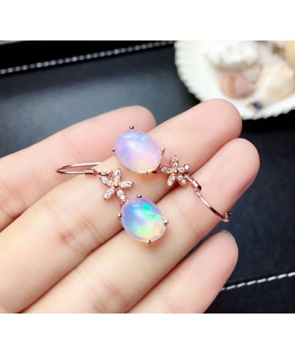 Natural Opal Drop Earrings, 925 Sterling Silver, Opal Drop Earrings, Earrings, Opal Earrings, Luxury Earrings, Oval Stone Earrings | Save 33% - Rajasthan Living 3