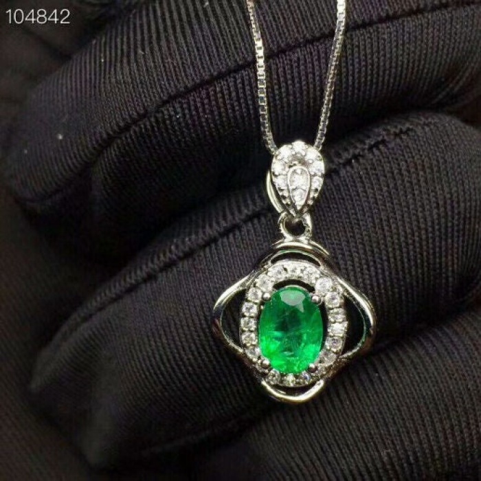 Natural Emerald Jewelry Set, Engagement Ring, Emerald Silver Pendent, Woman Earring Pendant Necklace, Luxury Pendent, Oval Cut Stone Pendent | Save 33% - Rajasthan Living 6