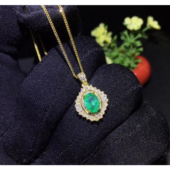 Natural Emerald Jewelry Set, Engagement Ring, Emerald Silver Pendent, Woman Earring Pendant Necklace, Luxury Pendent, Oval Cut Stone Pendent | Save 33% - Rajasthan Living 6