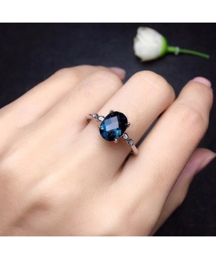 Natural Blue Topaz Ring, 925 Sterling Silver, Topaz Engagement Ring, Topaz Ring, Wedding Ring, Topaz Luxury Ring, Ring/Band, Oval Cut Ring | Save 33% - Rajasthan Living 3