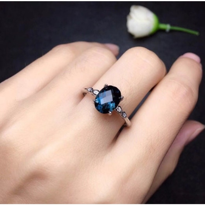 Natural Blue Topaz Ring, 925 Sterling Silver, Topaz Engagement Ring, Topaz Ring, Wedding Ring, Topaz Luxury Ring, Ring/Band, Oval Cut Ring | Save 33% - Rajasthan Living 6