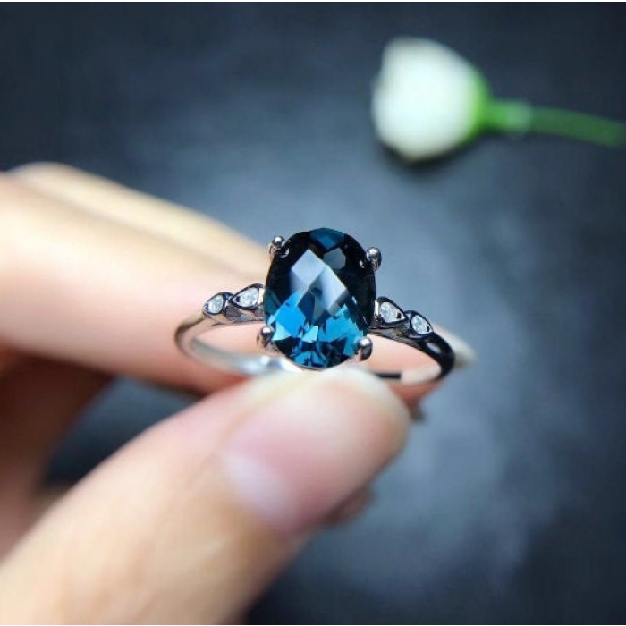 Natural Blue Topaz Ring, 925 Sterling Silver, Topaz Engagement Ring, Topaz Ring, Wedding Ring, Topaz Luxury Ring, Ring/Band, Oval Cut Ring | Save 33% - Rajasthan Living 5