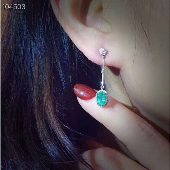 Natural Emerald Drop Earrings, 925 Sterling Silver, Emerald Drop Earrings, Emerald Silver Earrings, Luxury Earrings, Oval Cut Stone Earrings | Save 33% - Rajasthan Living 6