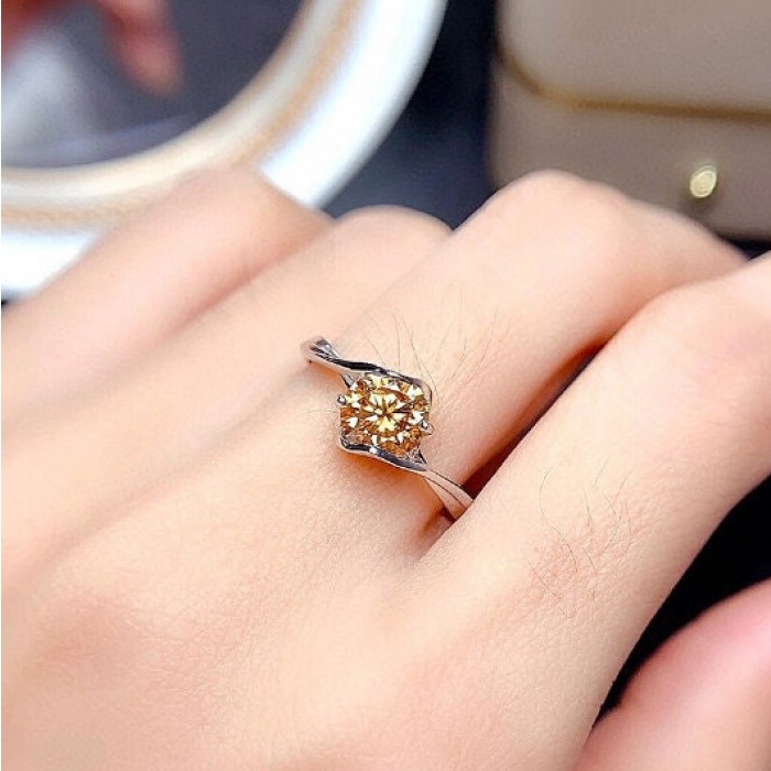 Yellow Moissanite Ring, 925 Sterling Silver, 1ct Moissanite Ring, Engagement Ring, Wedding Ring, Luxury Ring, Ring/Band, Round Cut Ring | Save 33% - Rajasthan Living 6