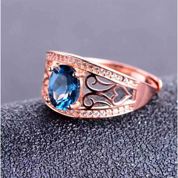 Natural Blue Topaz Ring, 925 Sterling Silver, Topaz Engagement Ring, Topaz Ring, Wedding Ring, Topaz Luxury Ring, Ring/Band, Oval Cut Ring | Save 33% - Rajasthan Living 8