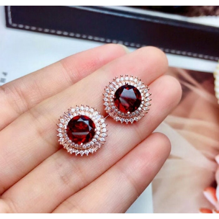 Natural Red Garnet Jewelry Set, Engagement Ring, Red Garnet Jewellery Set, Woman Pendant, Garnet Necklace, Luxury Pendent, Round Cut Stone | Save 33% - Rajasthan Living 8