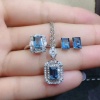 Natural Blue Topaz Jewelry Set, Engagement Ring, Blue Topaz Jewellery Set, Woman Pendant, Topaz Necklace, Luxury Pendant, Emerald Cut Stone | Save 33% - Rajasthan Living 10