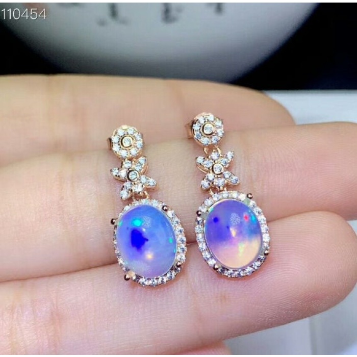 Natural Opal Drop Earrings, 925 Sterling Silver, Opal Drop Earrings, Earrings, Opal Earrings, Luxury Earrings, Oval Stone Earrings | Save 33% - Rajasthan Living 7