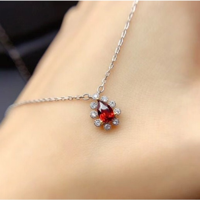 Natural Garnet Pendant, Engagement Pendent, Garnet Pendent, Woman Pendant, Pendant Necklace, Luxury Pendent, Pear Stone Pendent | Save 33% - Rajasthan Living 8