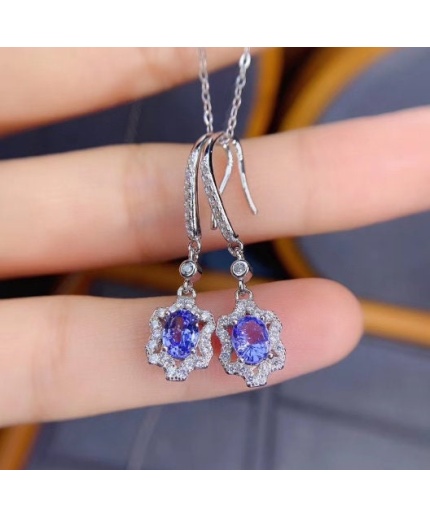 Natural Tanzanite Drop Earrings, 925 Sterling Silver, Tanzanite Drop Earrings, Tanzanite Earrings, Luxury Earrings, Oval Cut Earrings | Save 33% - Rajasthan Living 3