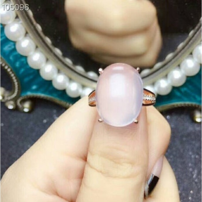 Natural Rose Quartz Jewelry Set, Engagement Ring, Rose Quartz Silver Pendent, Woman Pendant, Pendant Necklace, Luxury Ring, Oval Cabochon | Save 33% - Rajasthan Living 10