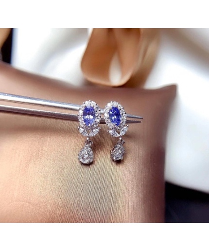 Natural Tanzanite Drop Earrings, 925 Sterling Silver, Tanzanite Drop Earrings, Tanzanite Earrings, Luxury Earrings, Oval Cut Earrings | Save 33% - Rajasthan Living 3