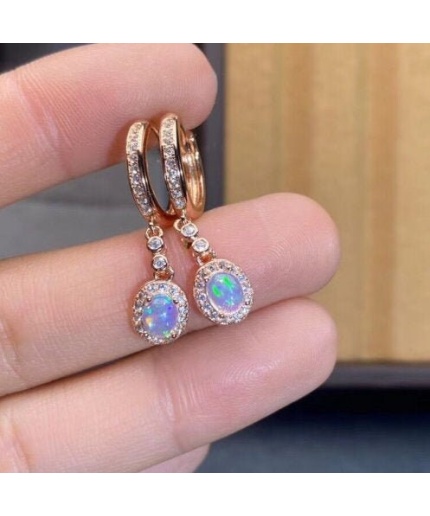 Natural Opal Drop Earrings, 925 Sterling Silver, Opal Drop Earrings, Earrings, Opal Earrings, Luxury Earrings, Oval Stone Earrings | Save 33% - Rajasthan Living