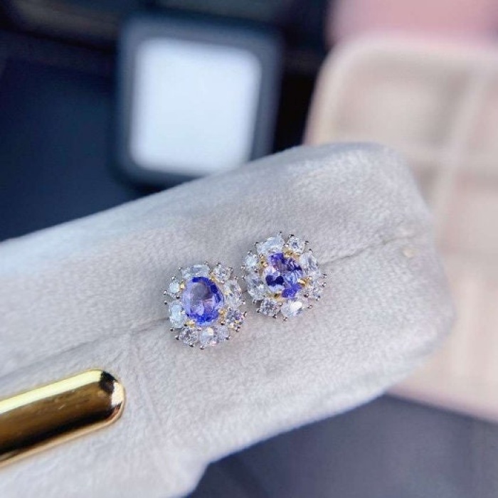 Natural Tanzanite Studs Earrings, 925 Sterling Silver, Tanzanite Earrings, Tanzanite Silver Earrings, Luxury Earrings, Oval Cut Stone | Save 33% - Rajasthan Living 6